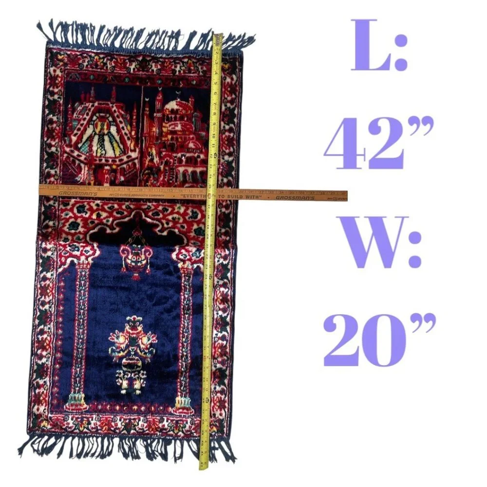 Arabian Muslim Islamic Temple Mosque Vintage Swan Velveteen Prayer Rug Tapestry - Picture 4 of 6
